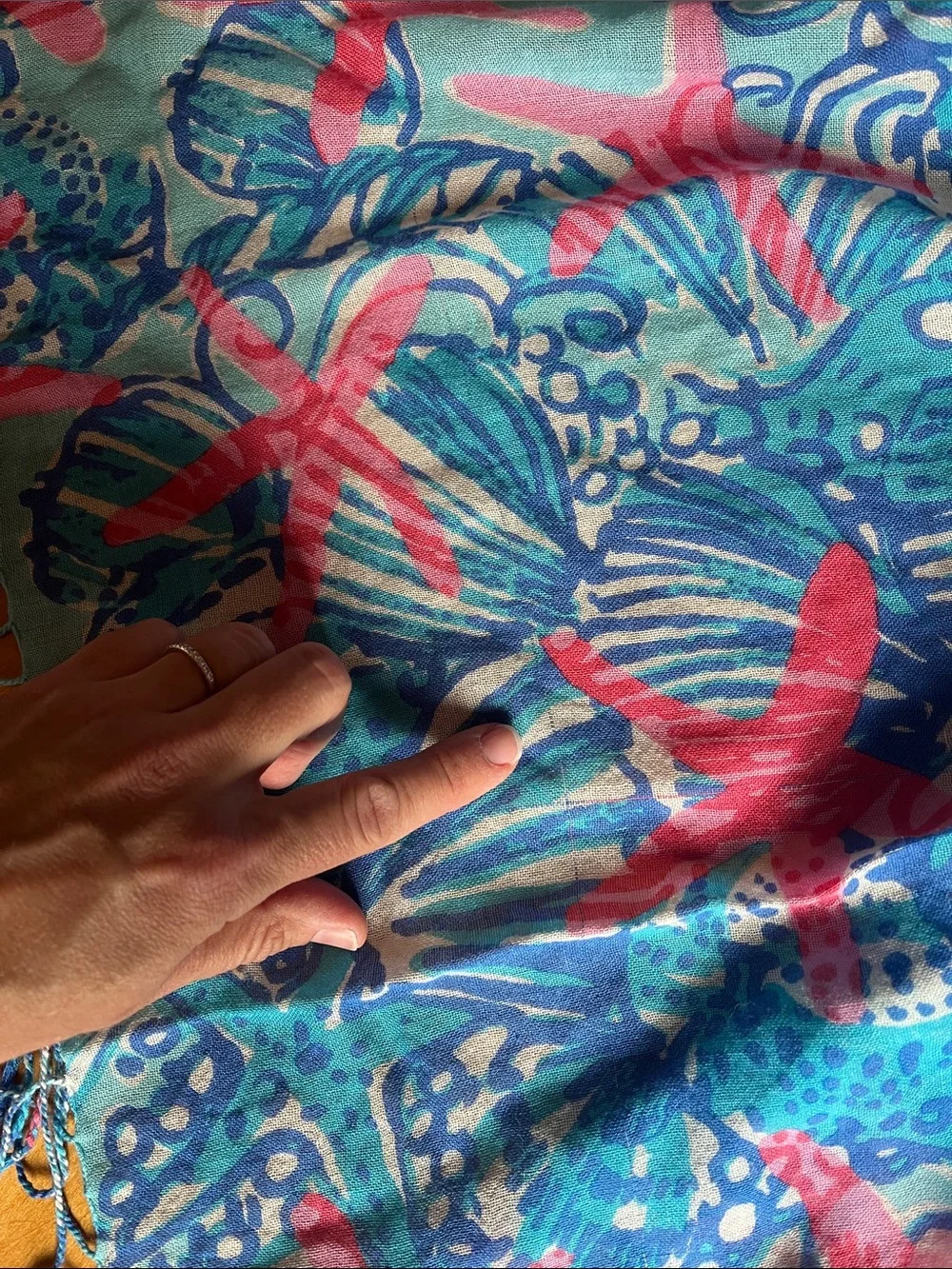 Lilly Pulitzer cashmere shells starfish colorful scarf
